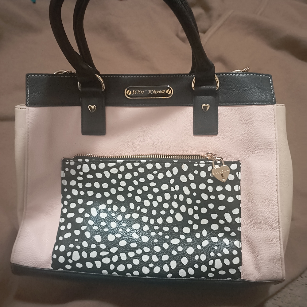 Betsey Johnson Pink and Black Tote Bag